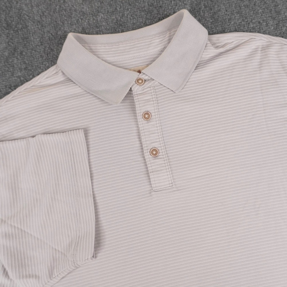Tommy‎ Bahama Polo Shirt Mens L Gray Ribbed Short Sleeve Casual Resort Golf